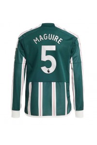 Manchester United Harry Maguire #5 Jalkapallovaatteet Vieraspaita 2023-24 Pitkähihainen